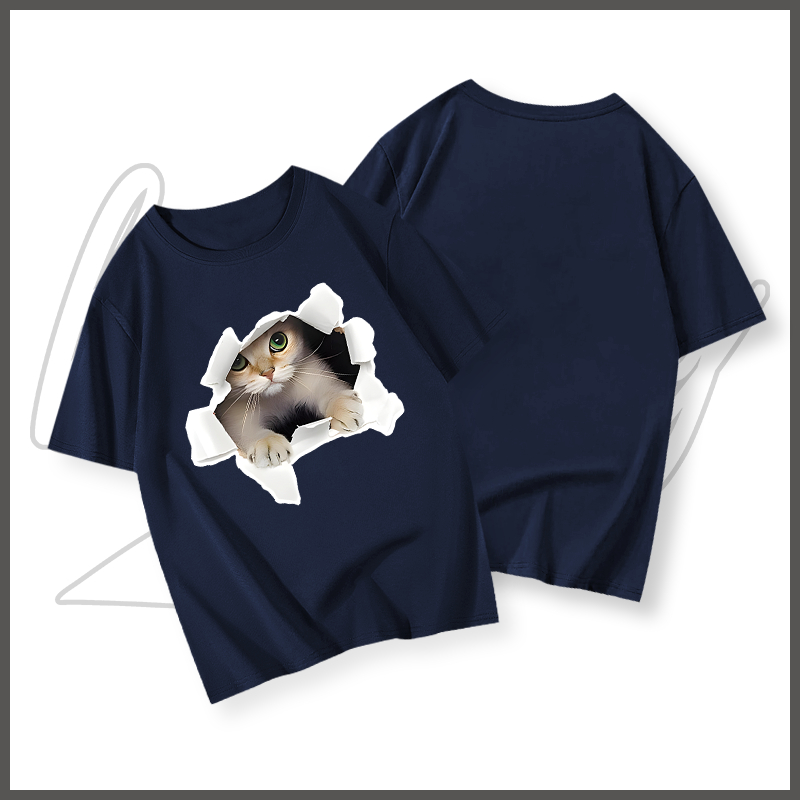 Áo phông nam wash BEEYANBUY áo thun in hình mèo con dễ thương unisex ulzzang 100% cotton-Y0537