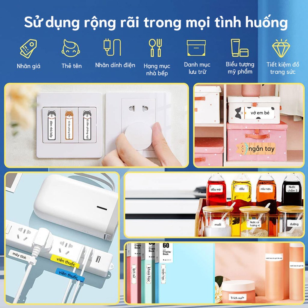 NIIMBOT D11/D110 Máy in nhãn, không mực di động, máy in nhãn nhiệt dính, sử dụng cho việc in nhãn tại văn phòng và gia đình.