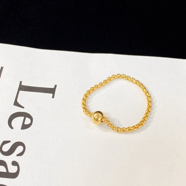 Nhẫn Cặp Bằng Thép Không Gỉ Xỏ Hạt cincin perempuan Tối Giản Không Phai Màu Vàng Kim Thích Hợp Làm Quà Tặng Trang Sức Cho Cặp Đôi