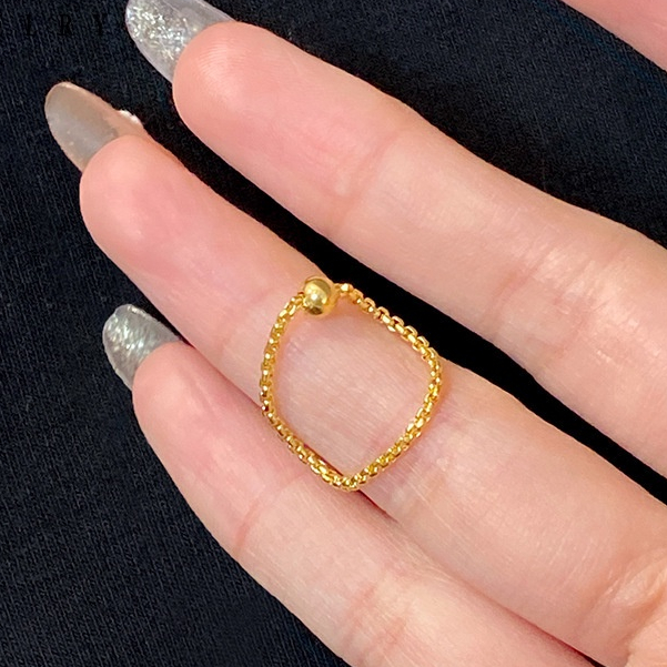 Nhẫn Cặp Bằng Thép Không Gỉ Xỏ Hạt cincin perempuan Tối Giản Không Phai Màu Vàng Kim Thích Hợp Làm Quà Tặng Trang Sức Cho Cặp Đôi