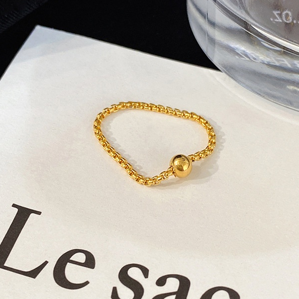 Nhẫn Cặp Bằng Thép Không Gỉ Xỏ Hạt cincin perempuan Tối Giản Không Phai Màu Vàng Kim Thích Hợp Làm Quà Tặng Trang Sức Cho Cặp Đôi