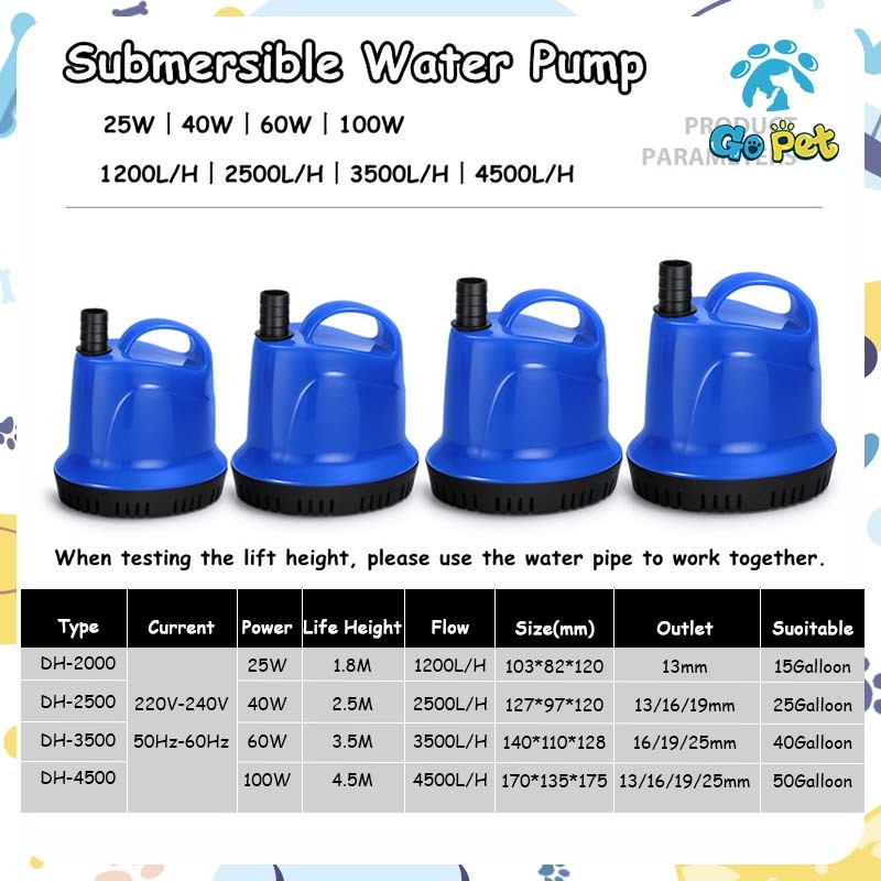 6W/12W/25W/40W/60W/100W Máy Bơm Hút Đáy Máy Bơm Nước Hút Bên Chìm Hút Cặn Đáy Bể Cá