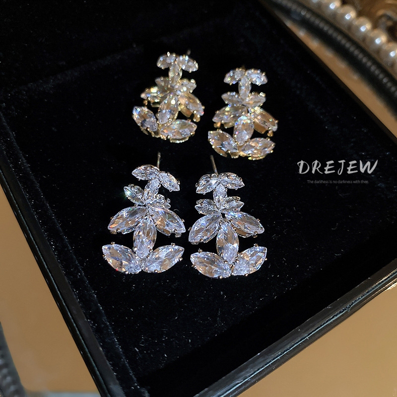 DREJEW Bông Tai Bạc 925 zircon Chữ Cái Ngọt Ngào Cao Cấp Thời Trang Hàn Quốc Cá Tính Không Gây Dị Ứng Cho Nữ