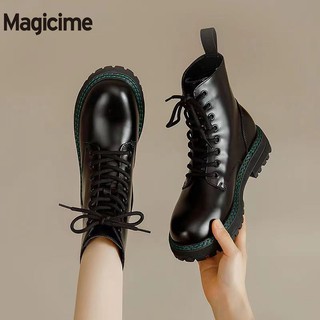 Magicime Giày Bốt martin Cổ Thấp Đế Dày Phong Cách Anh Quốc Mới 2024 Dễ Phối Đồ Cho Nữ