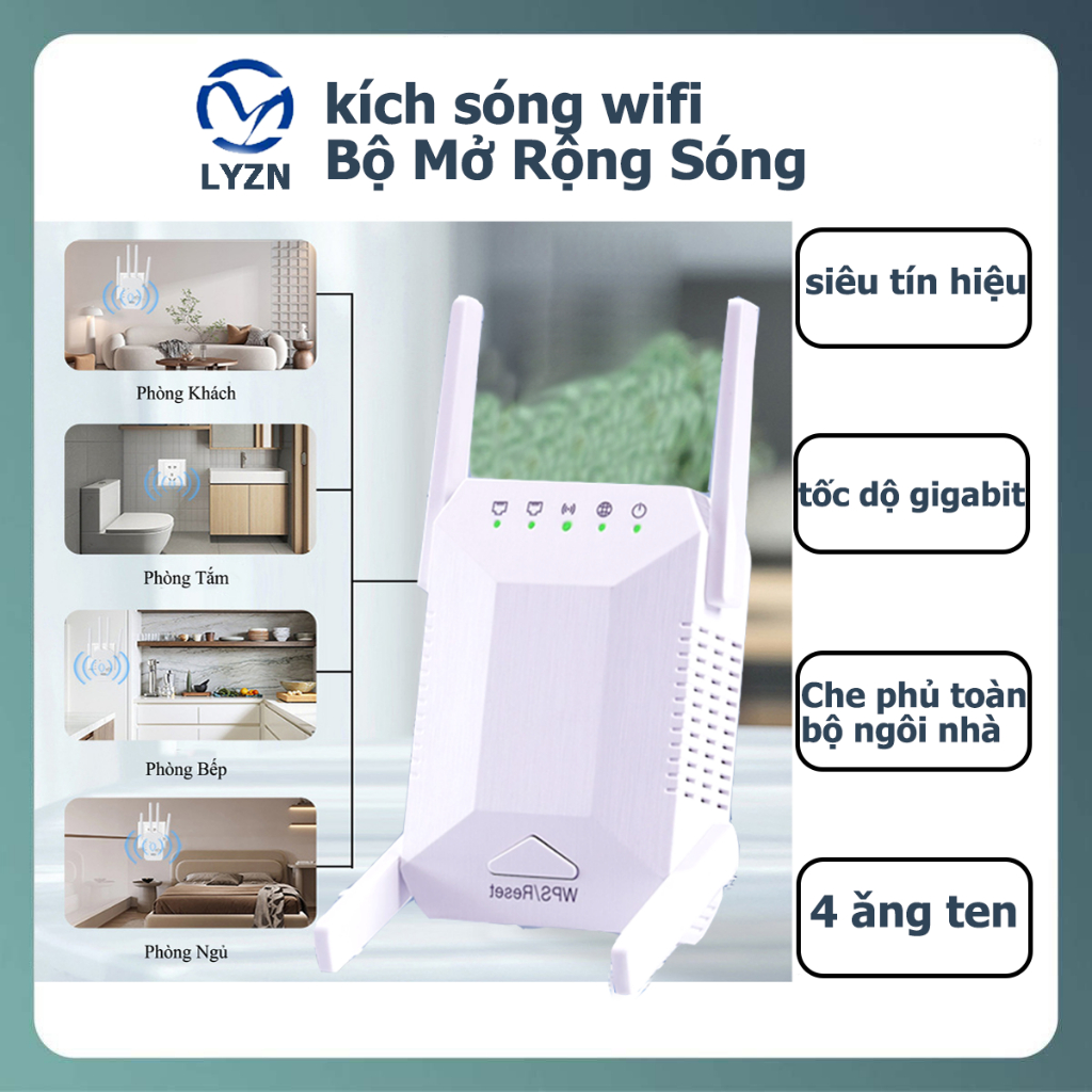 Bộ khuếch tán sóng Wi-Fi không dây bên ngoài bốn ăng ten băng tần tầm xa mở rộng mạng tăng cường tín hiệu cho gia đình