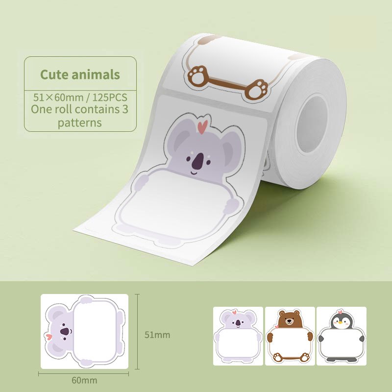 Giấy nhãn nhiệt NIIMBOT B21/B1/ B203 kích thước lớn họa tiết hoạt hình dễ thương trang trí nhiều màu sắc