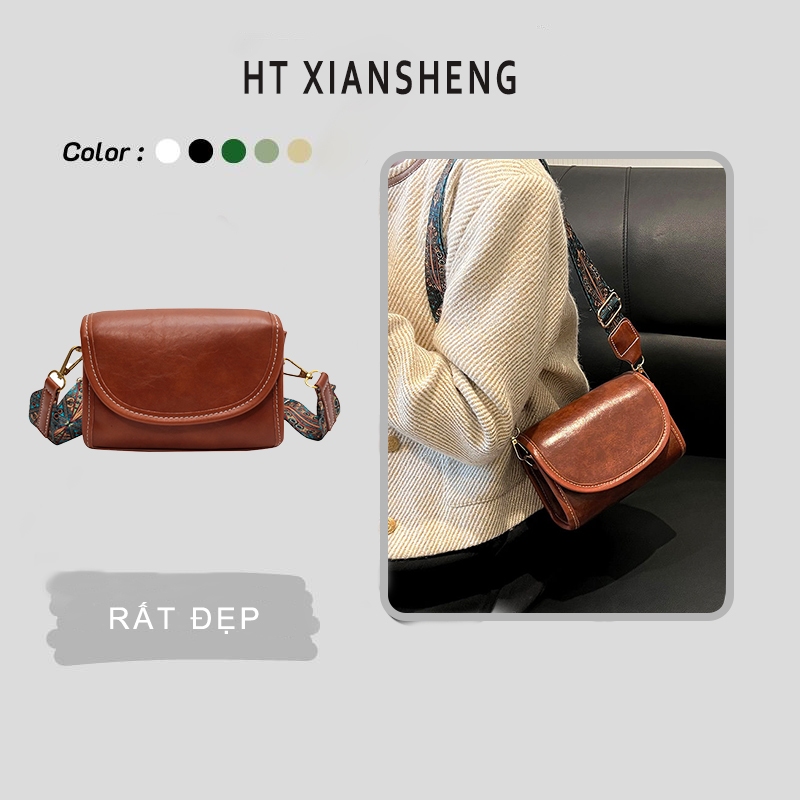 Túi Xách Da PU Màu Trơn Phong Cách retro Cho Nữ