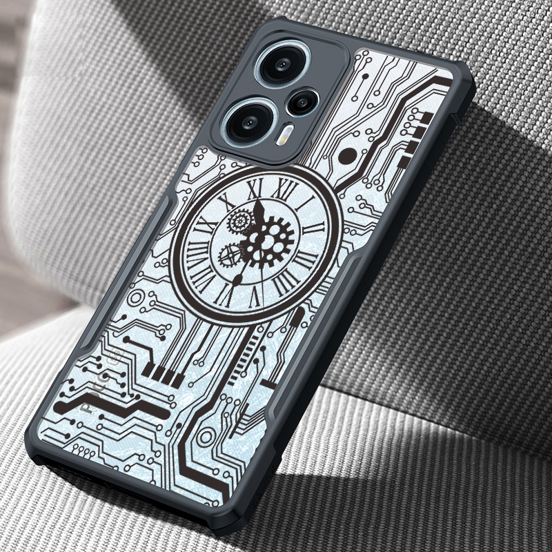 Ôp Điện Thoại Trong Suốt Chống Sốc Hình Đồng Hồ Cho Xiaomi POCO F5 Pro X5 X4 F4 M4 X3 NFC GT 4G 5G M5S C40 C50 C51 C65 Ốp