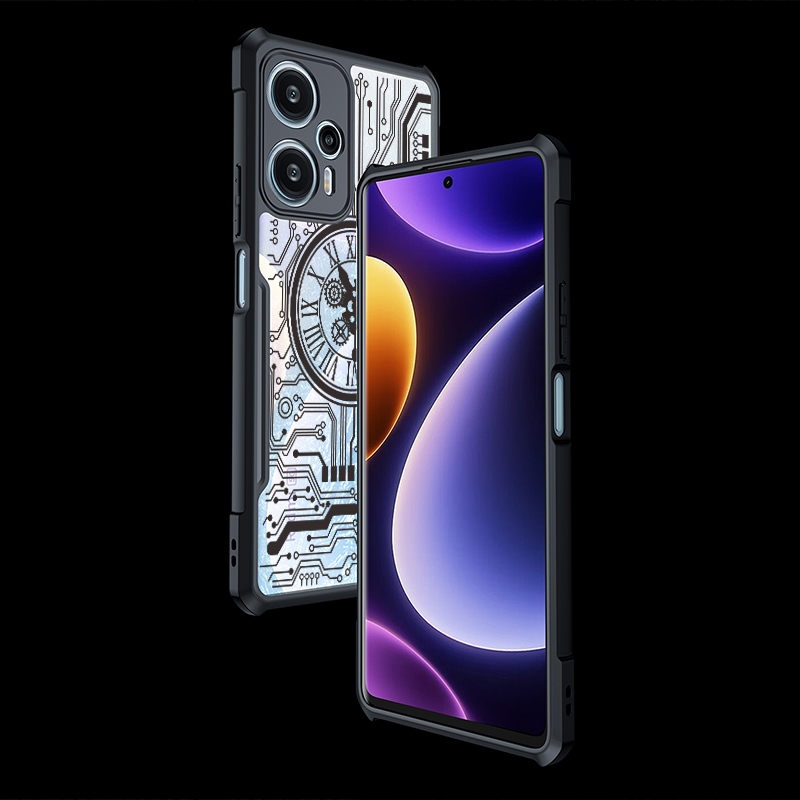 Ôp Điện Thoại Trong Suốt Chống Sốc Hình Đồng Hồ Cho Xiaomi POCO F5 Pro X5 X4 F4 M4 X3 NFC GT 4G 5G M5S C40 C50 C51 C65 Ốp