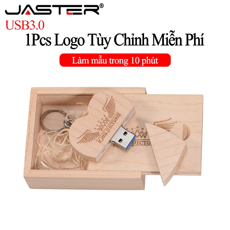 Jaster (logo tùy chỉnh miễn phí) ổ đĩa flash usb 3.0 128gb ổ đĩa bút trái tim bằng gỗ 64gb móc chìa khóa miễn phí thẻ nhớ 32gb quà cưới pendrive 16gb gỗ có hộp u đĩa 8gb 4gb