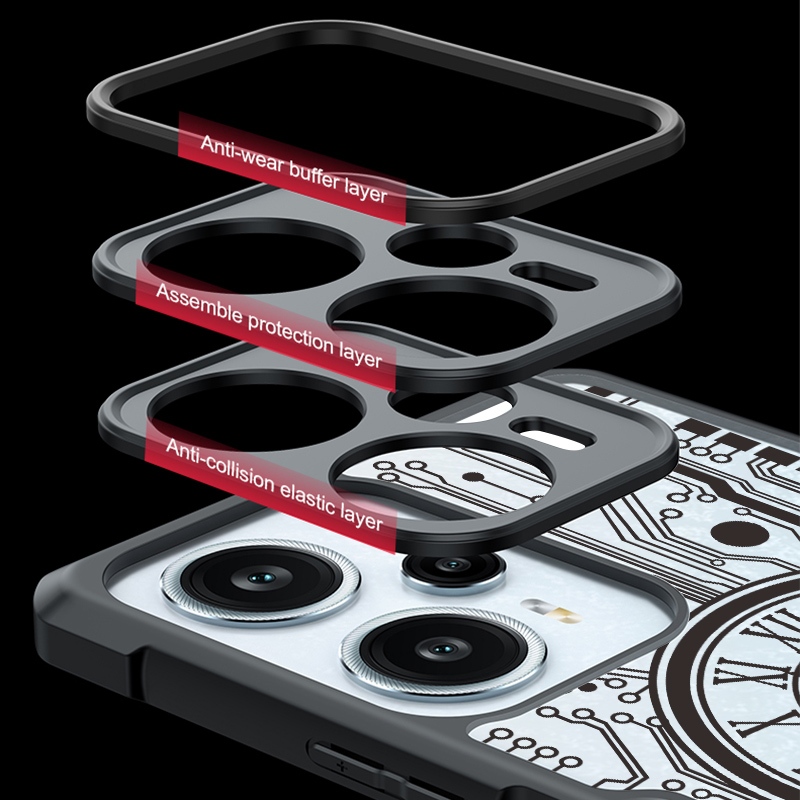 Ôp Điện Thoại Trong Suốt Chống Sốc Hình Đồng Hồ Cho Xiaomi POCO F5 Pro X5 X4 F4 M4 X3 NFC GT 4G 5G M5S C40 C50 C51 C65 Ốp