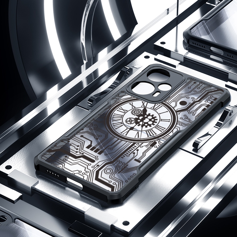 Ôp Điện Thoại Trong Suốt Chống Sốc Hình Đồng Hồ Cho Xiaomi POCO F5 Pro X5 X4 F4 M4 X3 NFC GT 4G 5G M5S C40 C50 C51 C65 Ốp