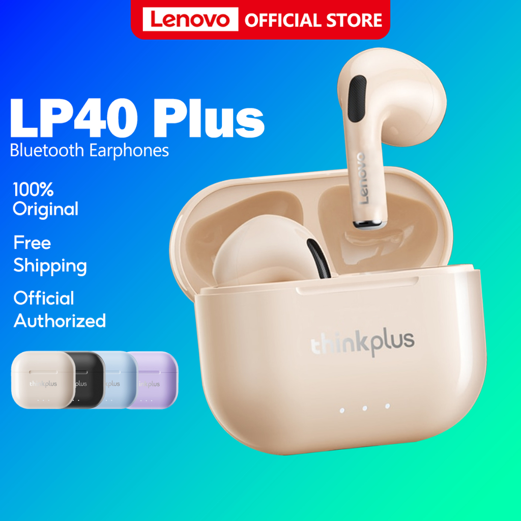 Tai nghe Bluetooth Lenovo LP40 Plus LP40 Ⅱ không dây thực sự HD Stereo Độ trễ thấp Chơi game thể thao có Mic Bluetooth 5.3 Low Latency Earphone Earbuds