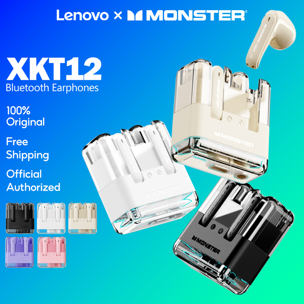 Tai nghe không dây Bluetooth Lenovo × Monster XKT12 TWS ENC Chống ồn Hi-Fi Stereo Bluetooth 5.3 Tai nghe LED In-Ear