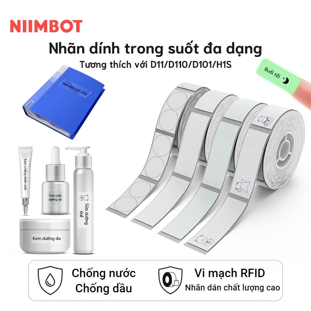 NIIMBOT D11/D110/D101 Giấy Trong Suốt Chống Nước và Chống Dầu Phân Loại Lưu Trữ Gia Đình Thực Phẩm