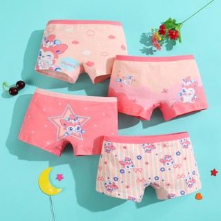Bộ 4 quần lót cotton mềm mại in họa tiết hoạt hình dễ thương cho bé gái
