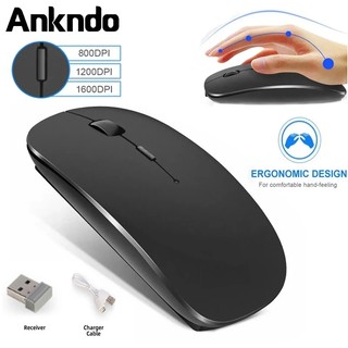 Chuột không dây Ankndo sạc pin RGB tương thích bluetooth 2.4G không ồn đèn nền LED cho máy tính/laptop