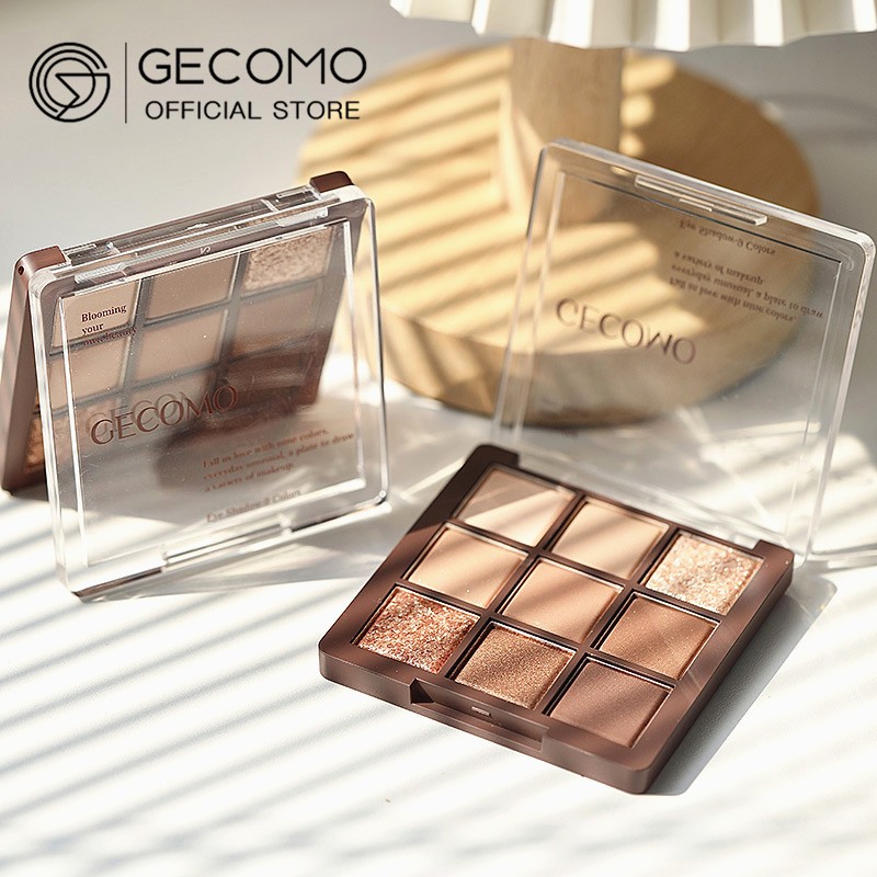 Gecomo Bảng Phấn Mắt 9 Màu Sắc Tự Nhiên Mượt Mà Lâu Trôi