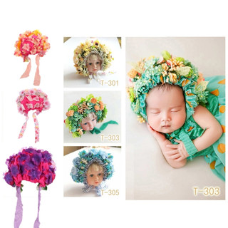 Mũ bonnet Đính Hoa Nhiều Màu Cho Bé