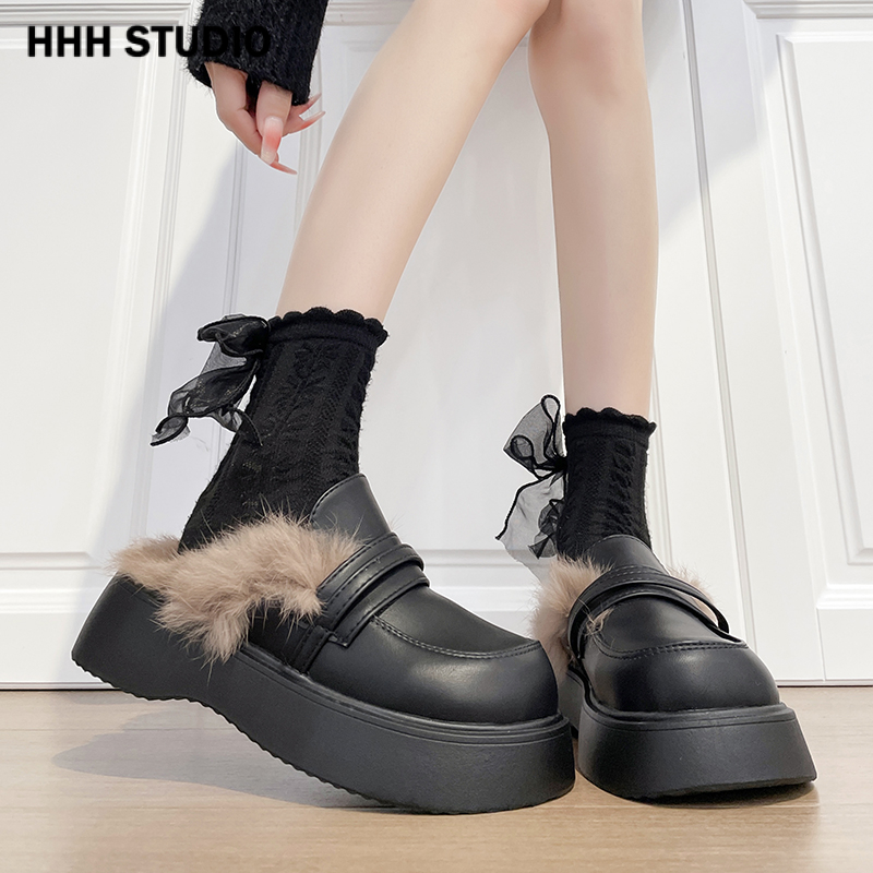 HHH  Dép bông Dép Lông đi trong nhà ĐẾ CAO SU Lịch lãm Đế linh hoạt Đa dạng Cổ điển FDL23B0NKI 46Z231116