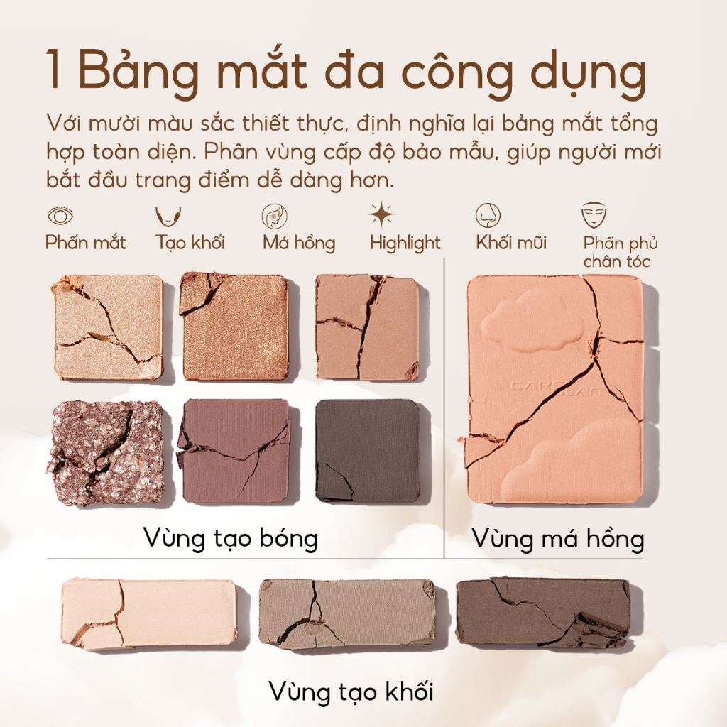 Bảng Phấn Mắt Carslan 10 Màu Trang Điểm Đa Chức Năng Phấn Má Hồng Phấn Bắt Sáng Tạo Khối Người mới bắt đầu phải mua 12g