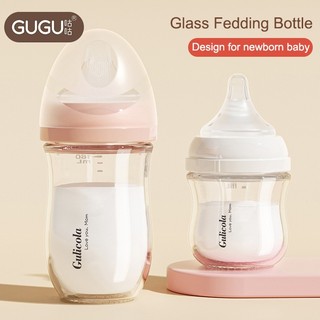 GUGU Bình Sữa Thuỷ Tinh mô phỏng tự nhiên cho bé từ 0 tháng+, 80ml/160ml