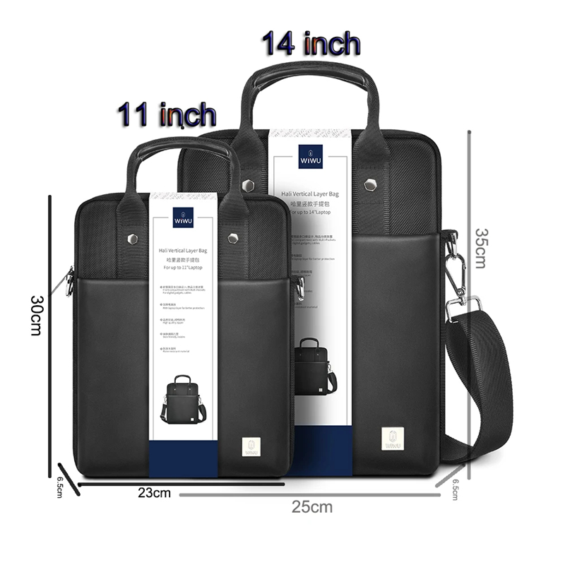 Túi lớp dọc WiWU Hali cho MacBook Air Pro 13 14 inch Da Polyester chống thấm nước Da PU Business Briefcase Máy tính bảng Máy tính xách tay Túi đựng cho iPad Pro 11 Air 4 5 Hộp đựng túi nhiều túi