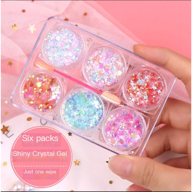 Gel Sequin Hình Ngôi Sao Lấp Lánh Trang Điểm Mắt Ngày Thiếu Nhi