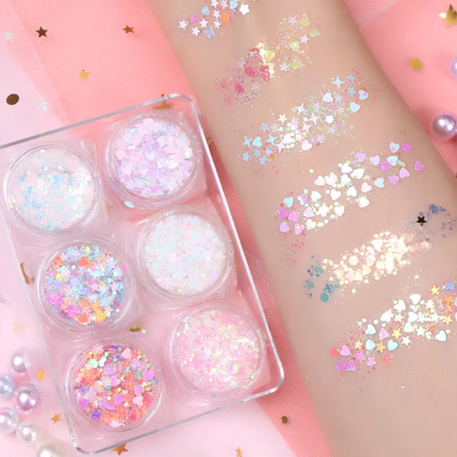 Gel Sequin Hình Ngôi Sao Lấp Lánh Trang Điểm Mắt Ngày Thiếu Nhi