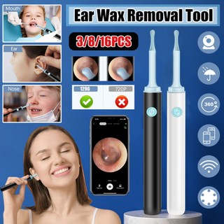 3/7/16pcs bộ dụng cụ lấy ráy tai kèm camera 1080p bằng silicone chuyên dụng máy lấy ráy tai nội soi đa năng cao cấp máy lấy ráy tai có đèn kèm camera kết nối điện thoại qua app thông minh dụng cụ lấy ráy tai có gắn camera nội soi đa năng hình ảnh sắc nét