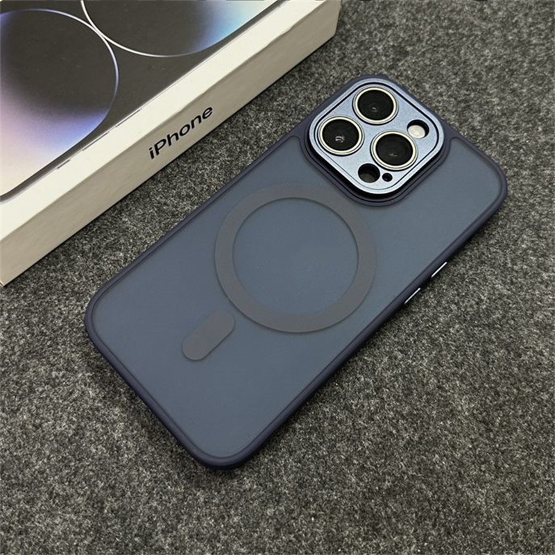 Ốp Điện Thoại acrylic Cứng Trong Suốt Từ Tính Màu Xám Cho iphone 15 14 13 12 11 pro max 15plus Sự Bảo Vệ