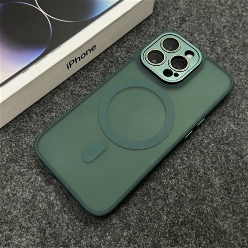 Ốp Điện Thoại acrylic Cứng Trong Suốt Từ Tính Màu Xám Cho iphone 15 14 13 12 11 pro max 15plus Sự Bảo Vệ