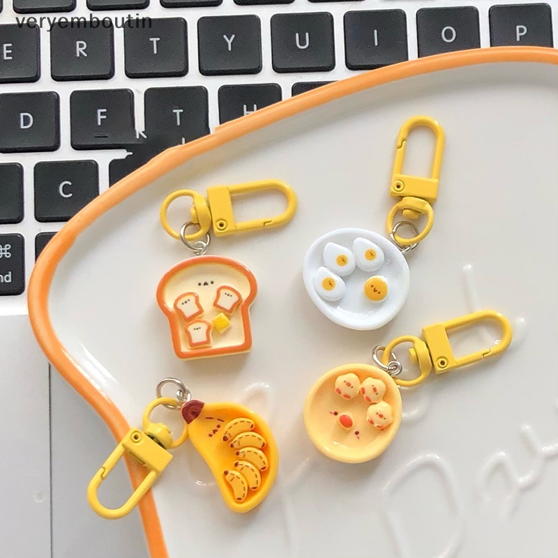 🍬🍬Móc Khóa Trang Trí Ba Lô / Túi Xách Hình Bánh Mì Trứng / Chuối Hoạt Hình Sáng Tạo Dễ Thương