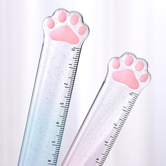 Thước Kẻ 15cm Bằng Nhựa Acrylic Hình Chân Mèo Dễ Thương Tiện Dụng