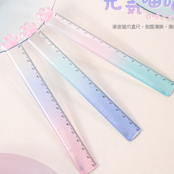 Thước Kẻ 15cm Bằng Nhựa Acrylic Hình Chân Mèo Dễ Thương Tiện Dụng