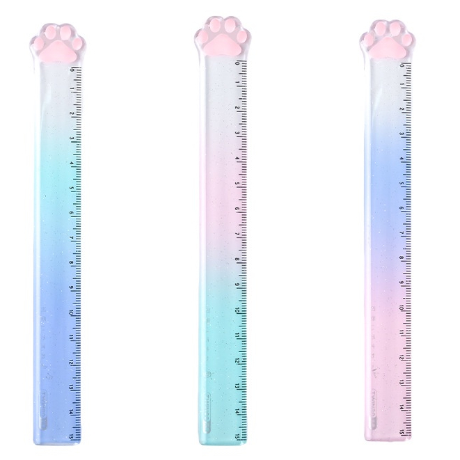 Thước Kẻ 15cm Bằng Nhựa Acrylic Hình Chân Mèo Dễ Thương Tiện Dụng