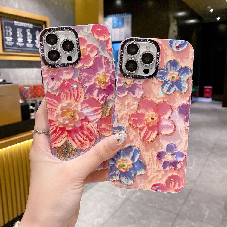 Ốp Điện Thoại Mềm Họa Tiết Hoa Phong Cách Hàn Quốc Cho iphone15promax 15 14promax 14pro soft 13promax 11 11promax 12 12promax