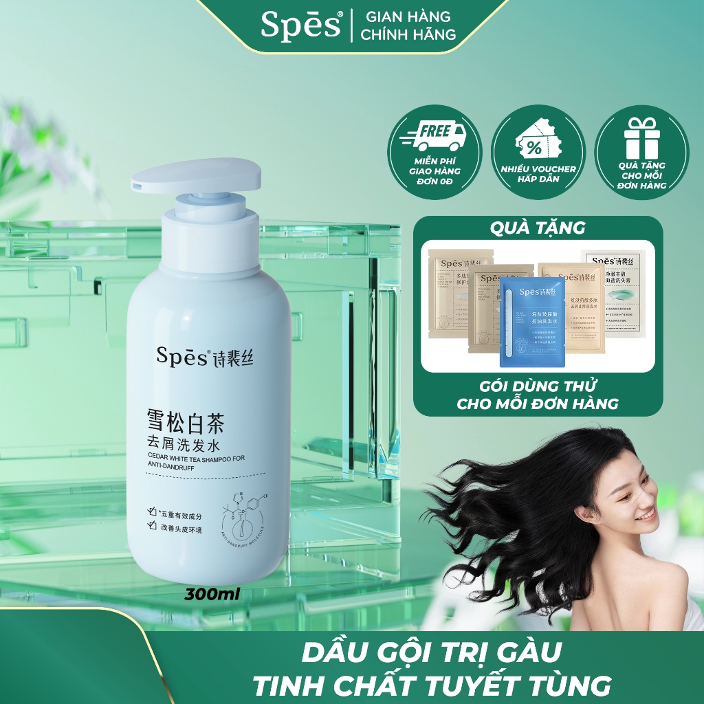 Dầu gội SPES 300ml tinh chất tuyết tùng chăm sóc da đầu dứt điểm gàu ngứa mẩn đỏ