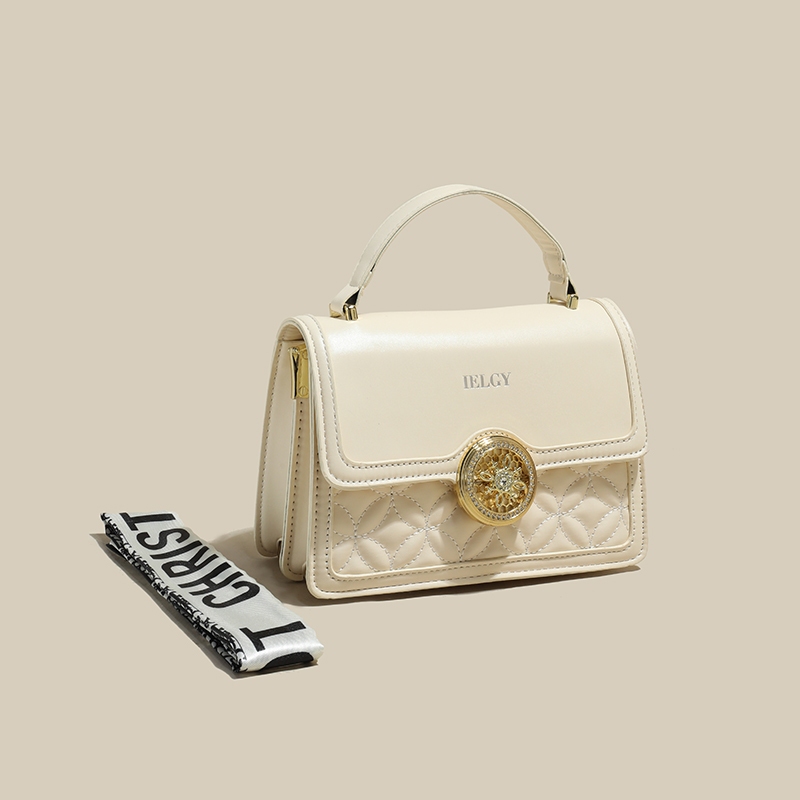 Ielgy Túi Đeo Chéo Vai Họa Tiết Kim Cương Thời Trang Sành Điệu Với Khăn Lụa Cho Nữ