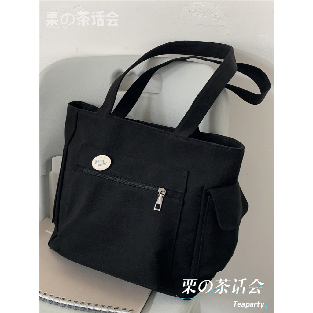 Yadou Túi Xách nylon Nhiều Ngăn Sức Chứa Lớn Chống Thấm Nước Màu Trơn Đơn Giản Cho Học Sinh