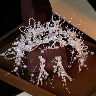 Vương Miện Cài Tóc Đính Hạt Pha Lê handmade Thời Trang Cho Cô Dâu