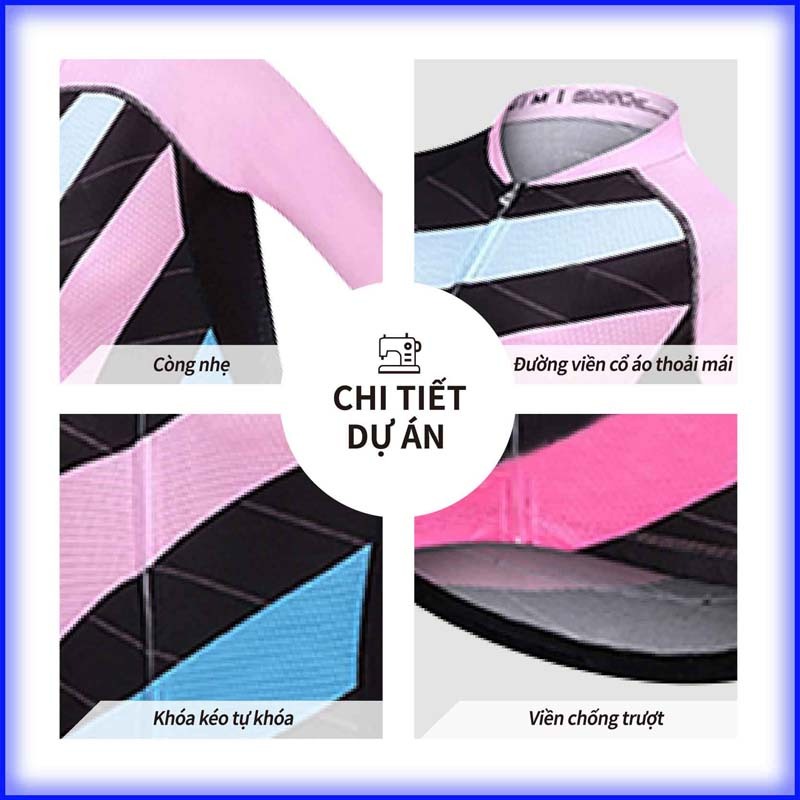 Bộ Quần Áo Chạy Xe Đạp Tay Dài Có Khóa Kéo Bộ Quần Áo Đạp Xe Dài Tay Thoáng Khí Nhanh Khô Cho Nữ​​Áo Thể Thao Đạp Xe Thoáng Khí Thời Trang Năng Động