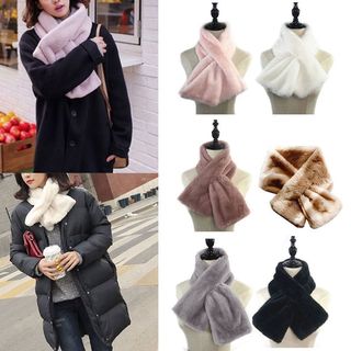 Khăn Choàng Cổ Bằng Lông Thỏ Nhân Tạo Dày Dặn Ấm Áp Kích Thước 15x90cm Cho Nữ