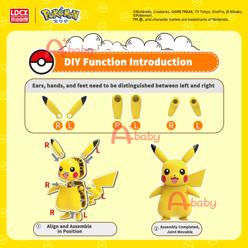 Pokemon DIY Assembly Series Toy Figure Đồ Chơi Lắp Ráp Mô Hình