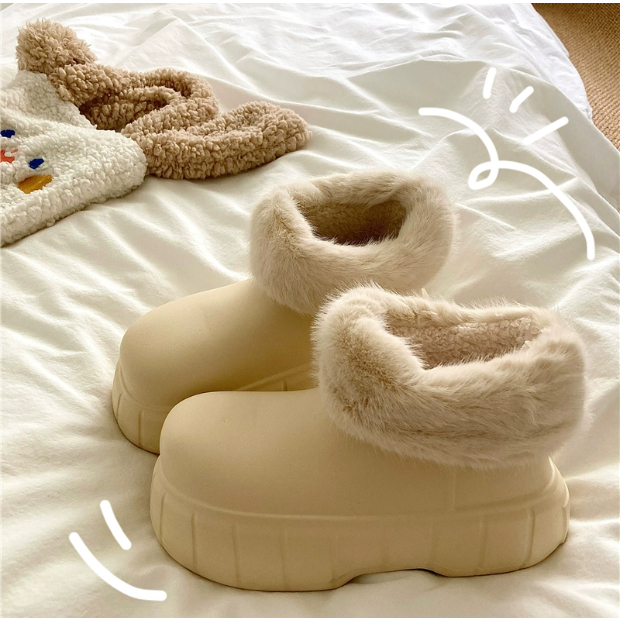 Giày Bốt Đi Tuyết Đệm cotton eva Lót Lông Cừu Dày Dặn Ấm Áp Chống Thấm Nước Thời Trang Mùa Đông Cho Nữ