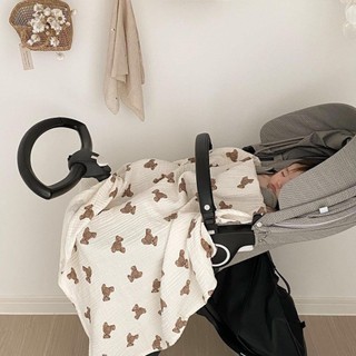 Chăn Quấn Em Bé In Hình Gấu Chất Liệu cotton