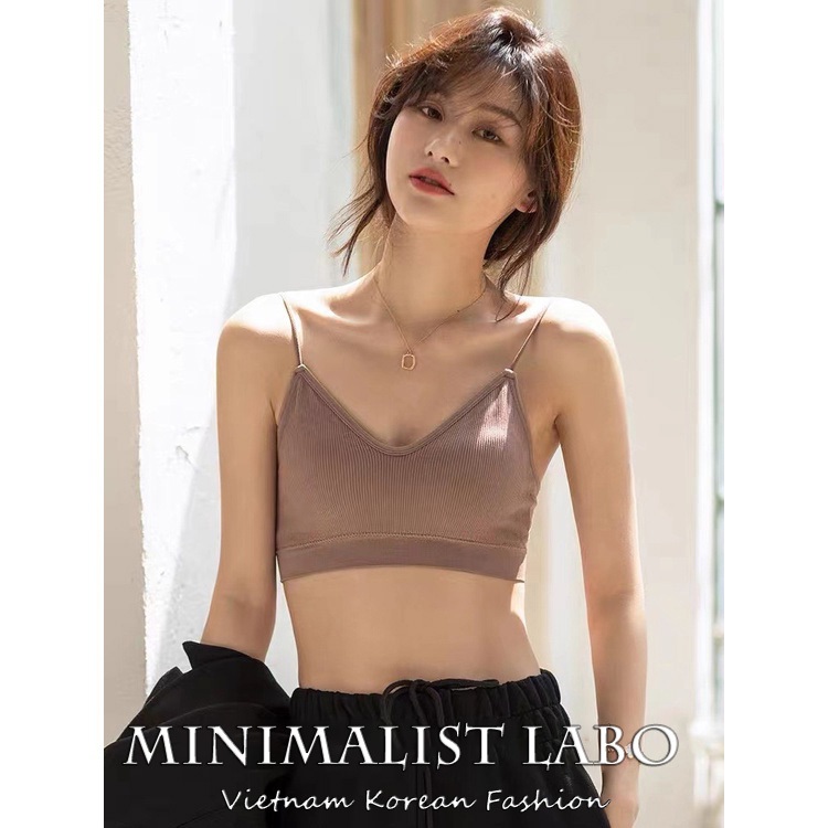 MINIMALIST LABO Áo Croptop Sát Nách Lưng Cao Thiết Kế Quyến Rũ Cho Phái Nữ