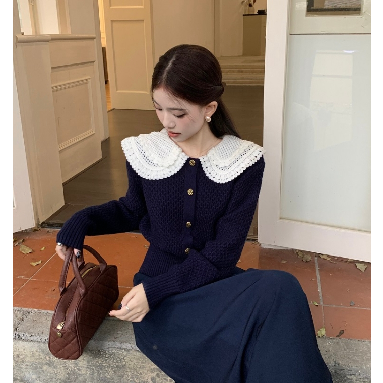 Áo sweater Cổ Búp Bê Tay Dài Phong Cách Thời Trang Thu Đông 2023 Mới