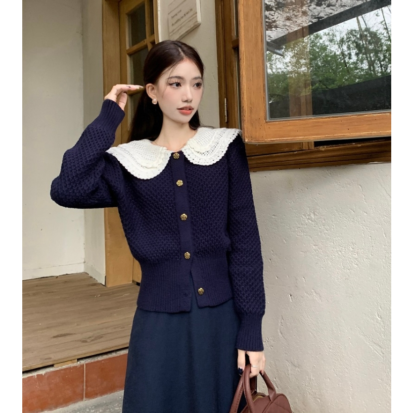 Áo sweater Cổ Búp Bê Tay Dài Phong Cách Thời Trang Thu Đông 2023 Mới