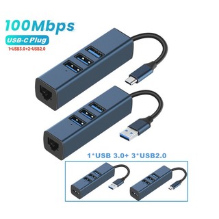 Bộ chia cổng usb type c sang cổng mạng lan usb 2.0 / 3.0 100m / 1000m rj45 cho máy tính / laptop
